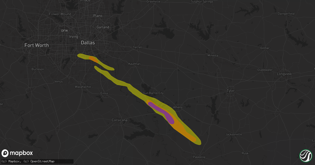 Hail map in Mabank, TX on June 1, 2024