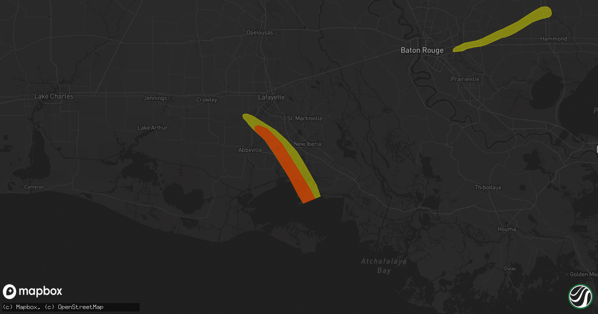Hail map in New Iberia, LA on June 1, 2024