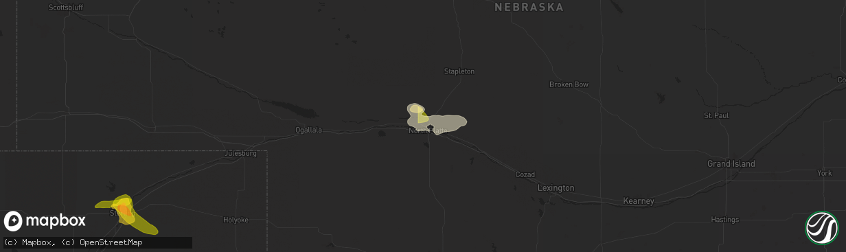Hail map in North Platte, NE on June 1, 2024