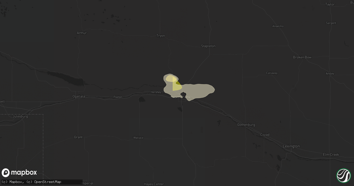 Hail map in North Platte, NE on June 1, 2024