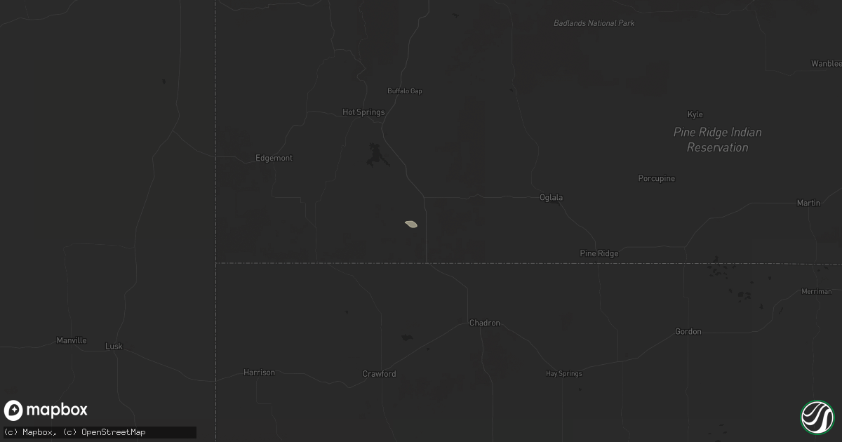 Hail map in Oelrichs, SD on June 1, 2024
