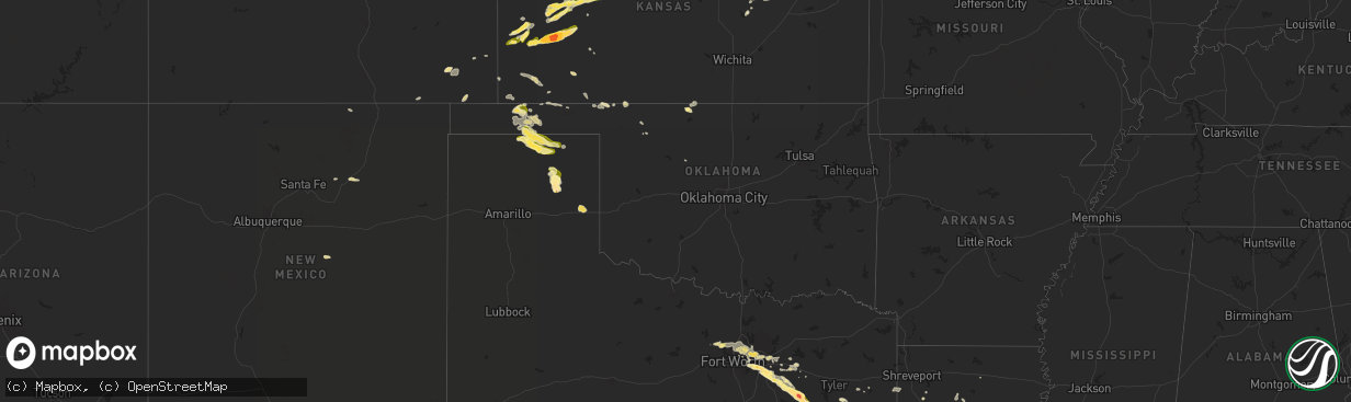 Hail map in Oklahoma on June 1, 2024