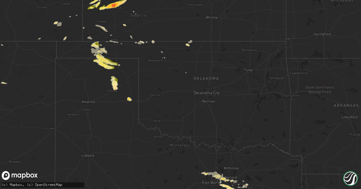 Hail map in Oklahoma on June 1, 2024