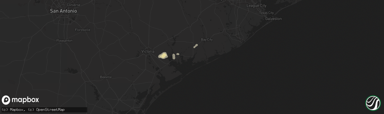 Hail map in Palacios, TX on June 1, 2024