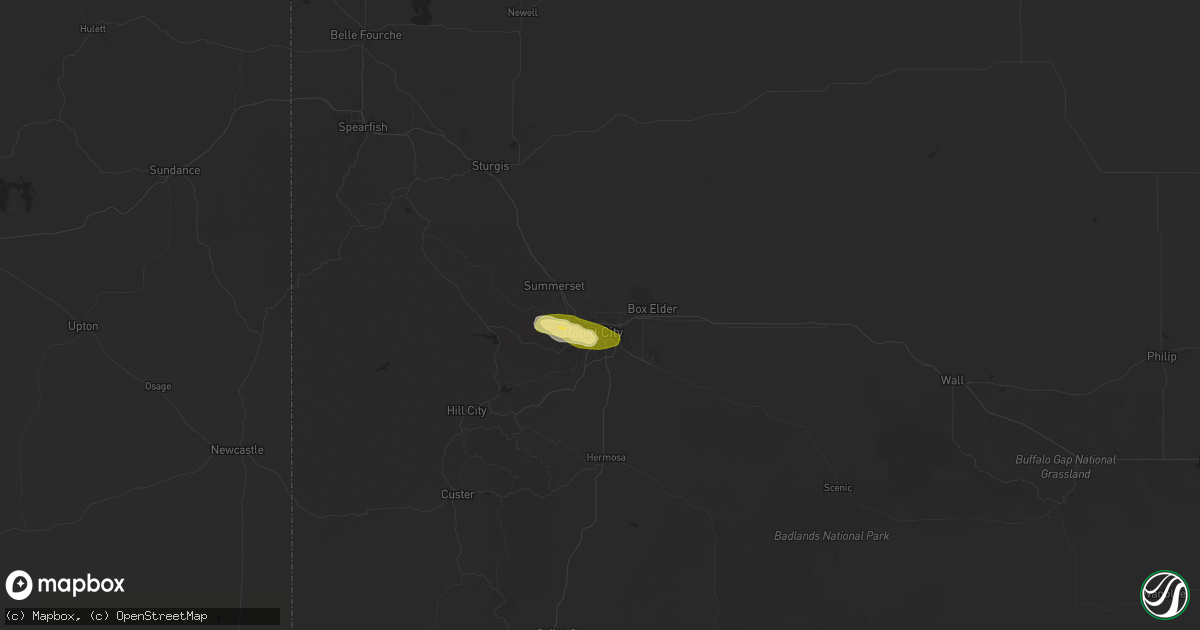 Hail map in Rapid City, SD on June 1, 2024