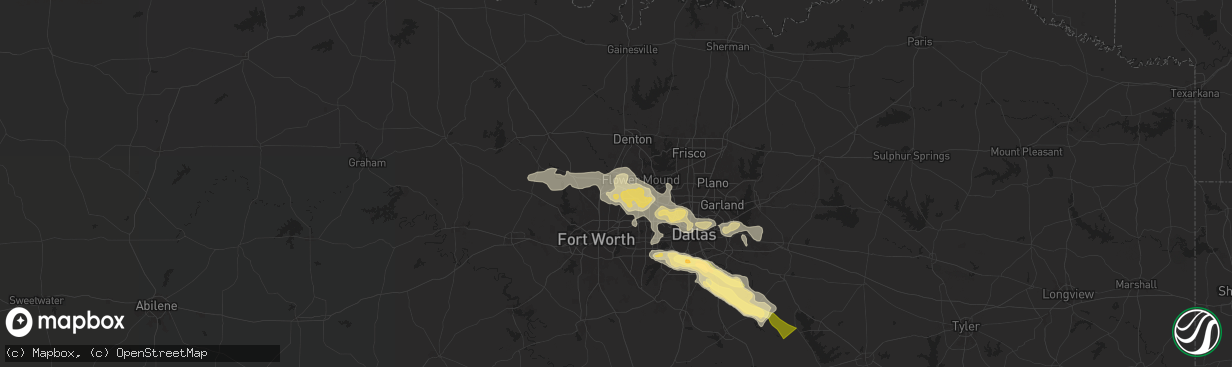 Hail map in Roanoke, TX on June 1, 2024