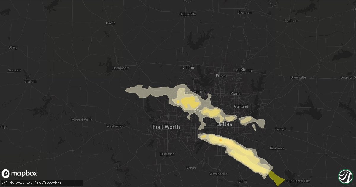 Hail map in Roanoke, TX on June 1, 2024