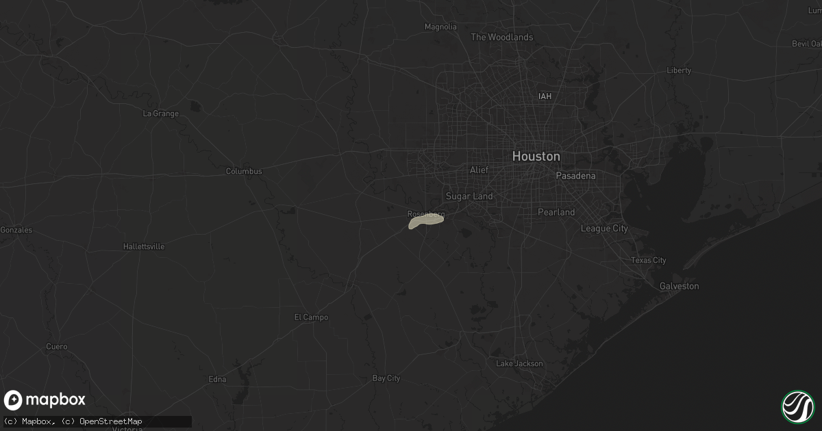 Hail map in Rosenberg, TX on June 1, 2024