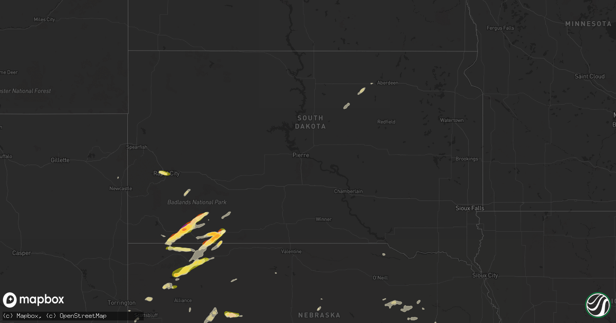 Hail map in South Dakota on June 1, 2024