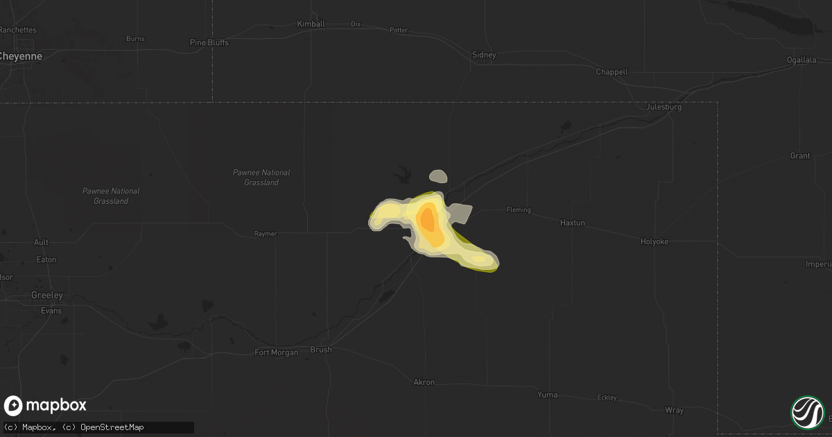 Hail map in Sterling, CO on June 1, 2024