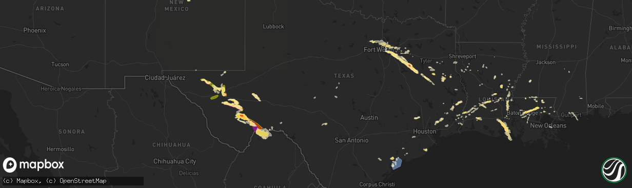 Hail map in Texas on June 1, 2024