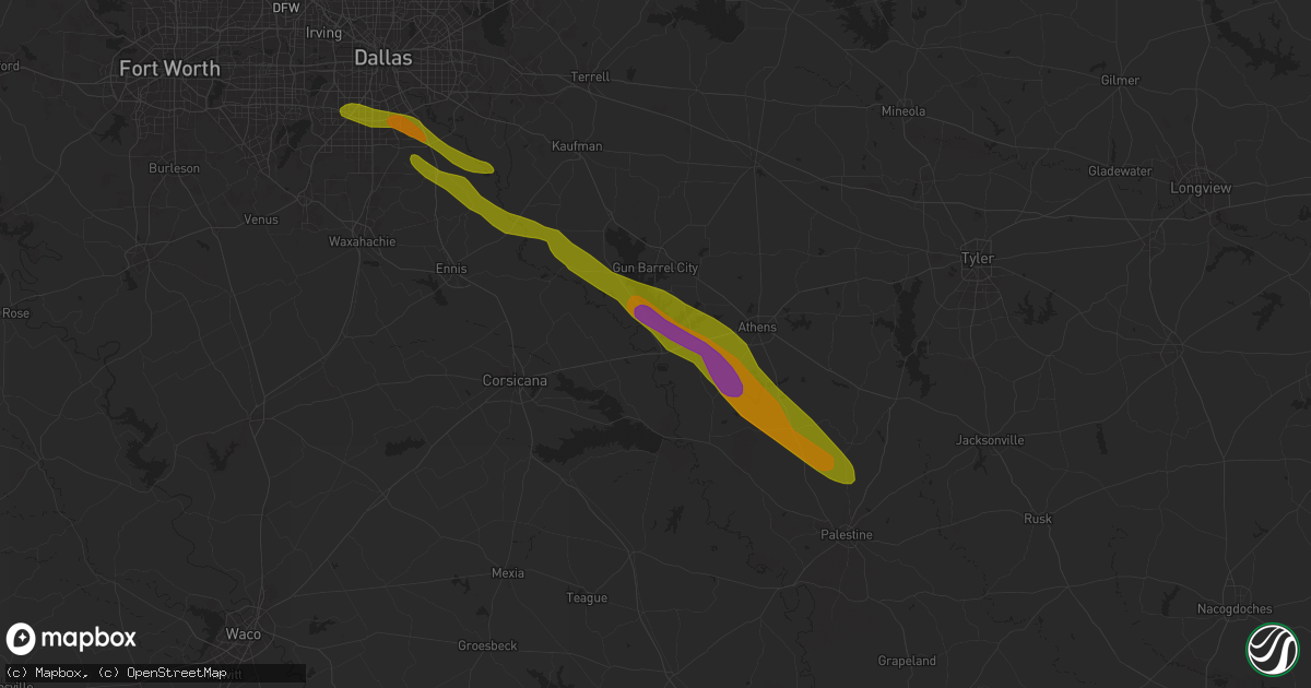 Hail map in Trinidad, TX on June 1, 2024
