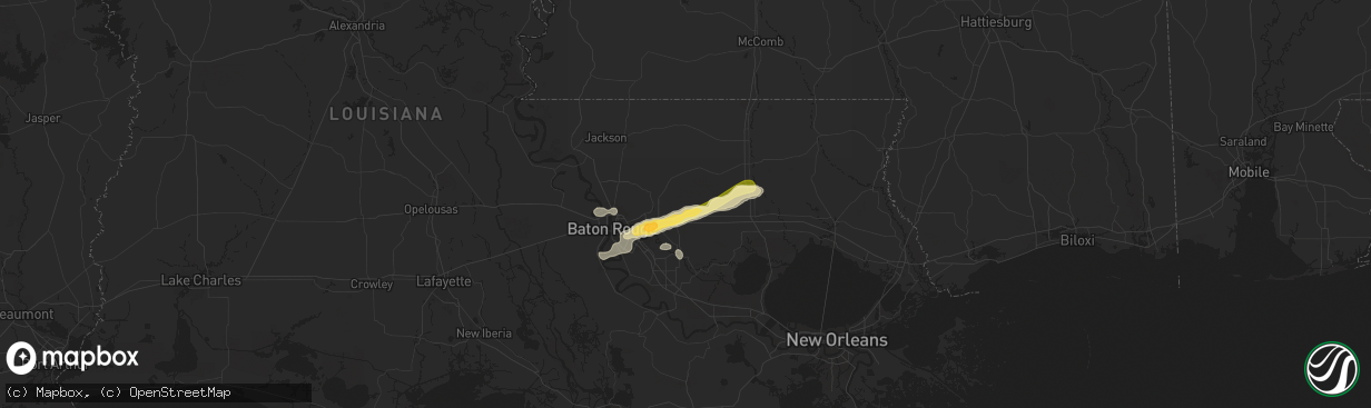 Hail map in Walker, LA on June 1, 2024