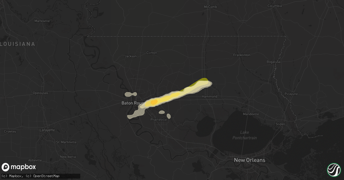 Hail map in Walker, LA on June 1, 2024