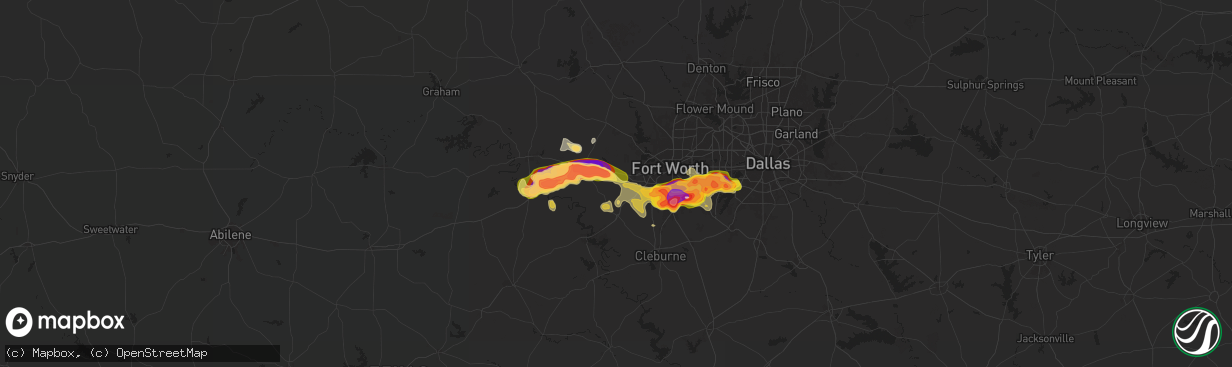 Hail map in Aledo, TX on June 1, 2025