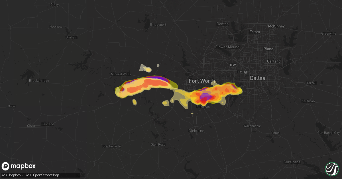 Hail map in Aledo, TX on June 1, 2025