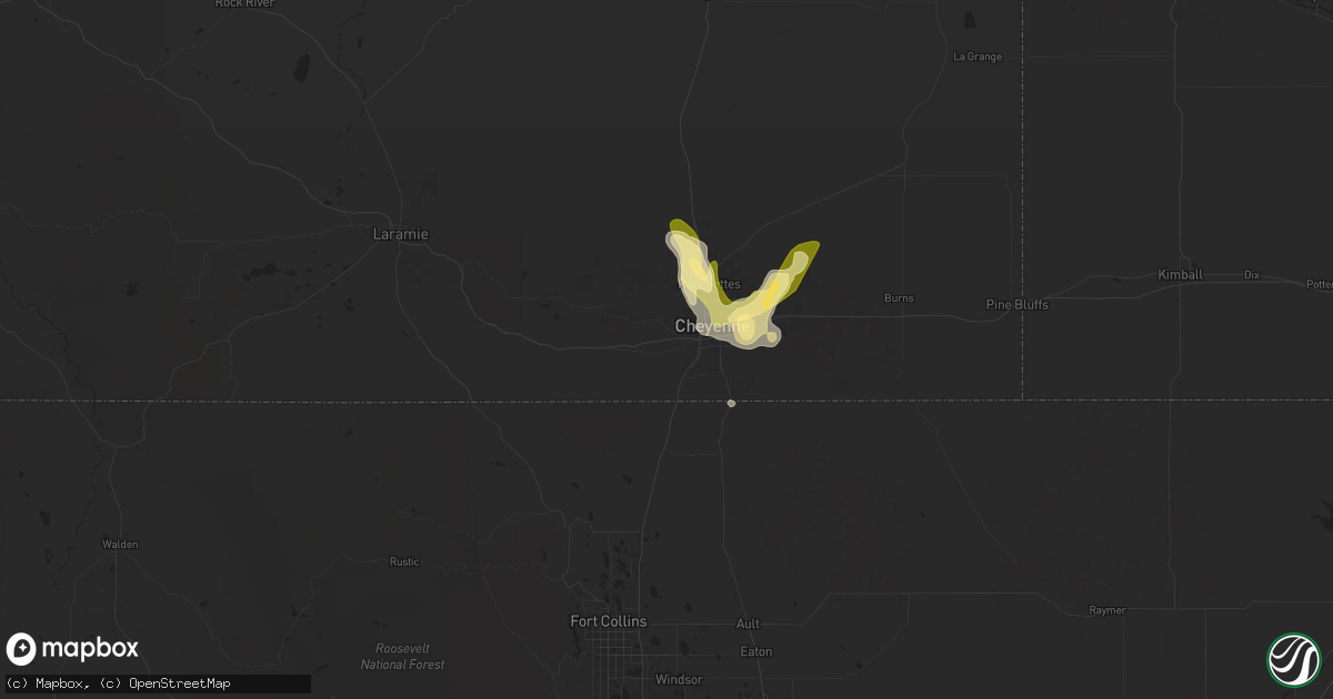 Hail map in Cheyenne, WY on June 1, 2025