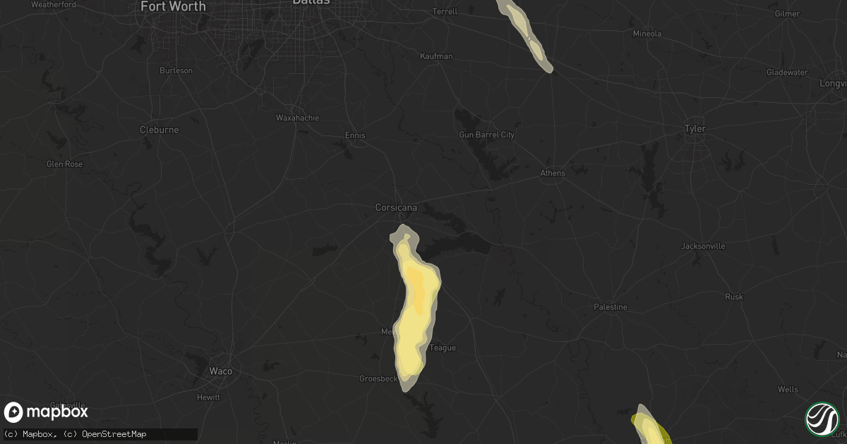 Hail map in Corsicana, TX on June 1, 2025