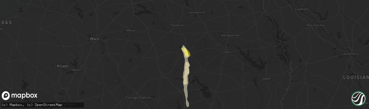 Hail map in Crockett, TX on June 1, 2025