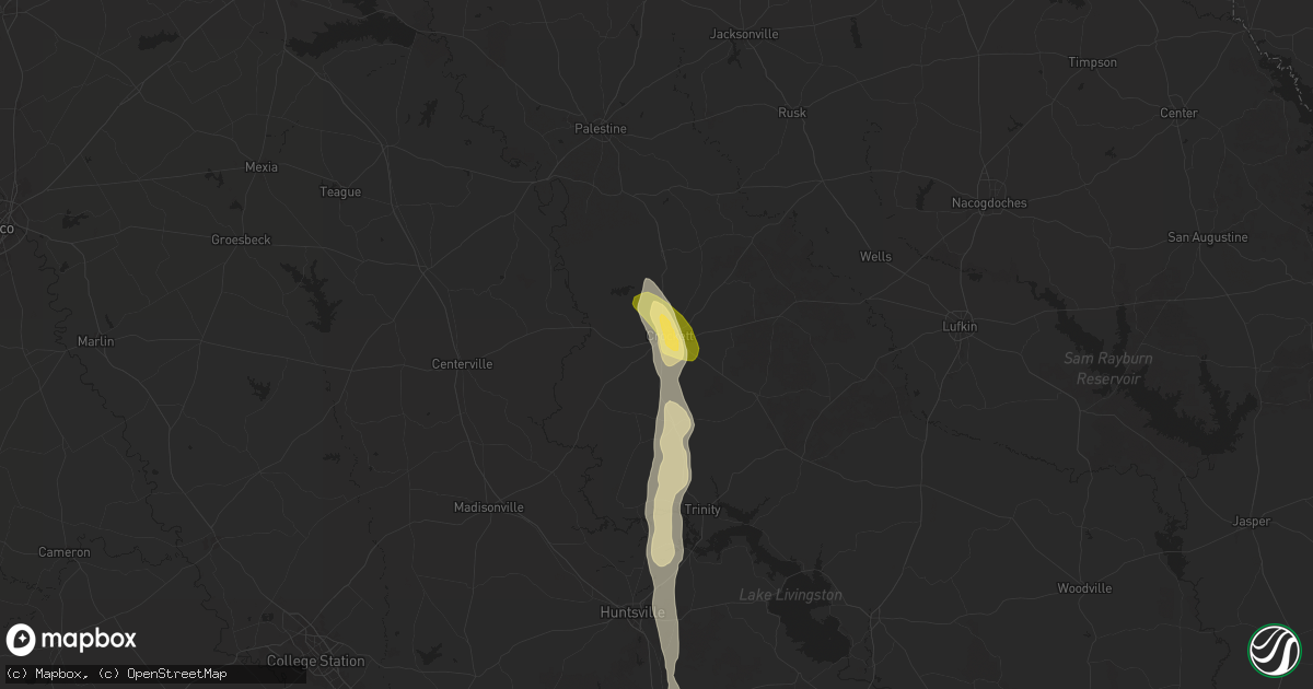 Hail map in Crockett, TX on June 1, 2025