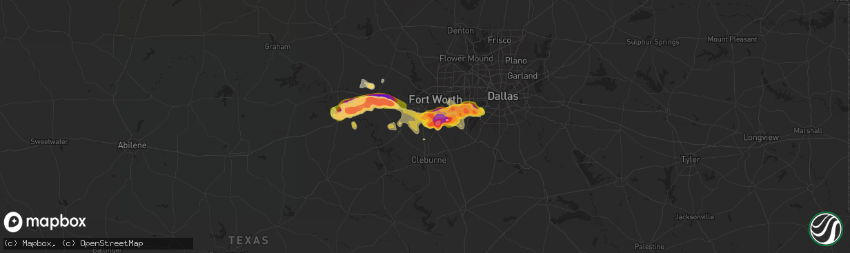 Hail map in Crowley, TX on June 1, 2025