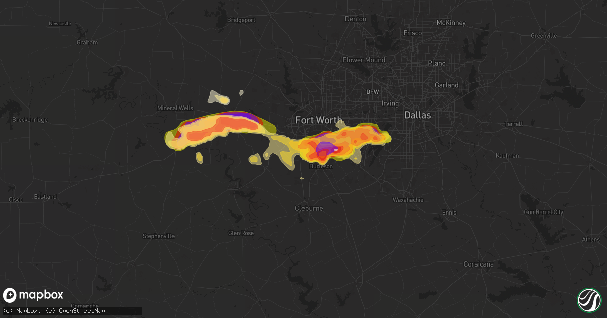 Hail map in Crowley, TX on June 1, 2025