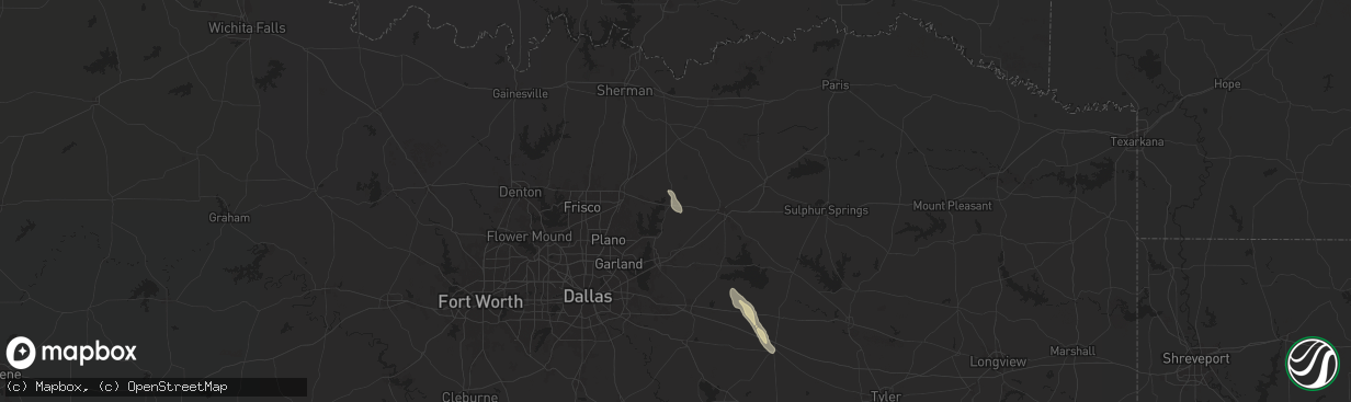 Hail map in Farmersville, TX on June 1, 2025