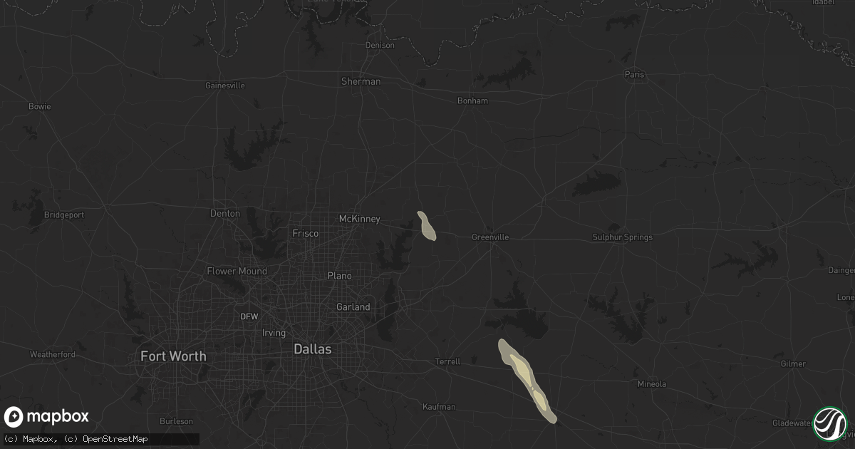 Hail map in Farmersville, TX on June 1, 2025