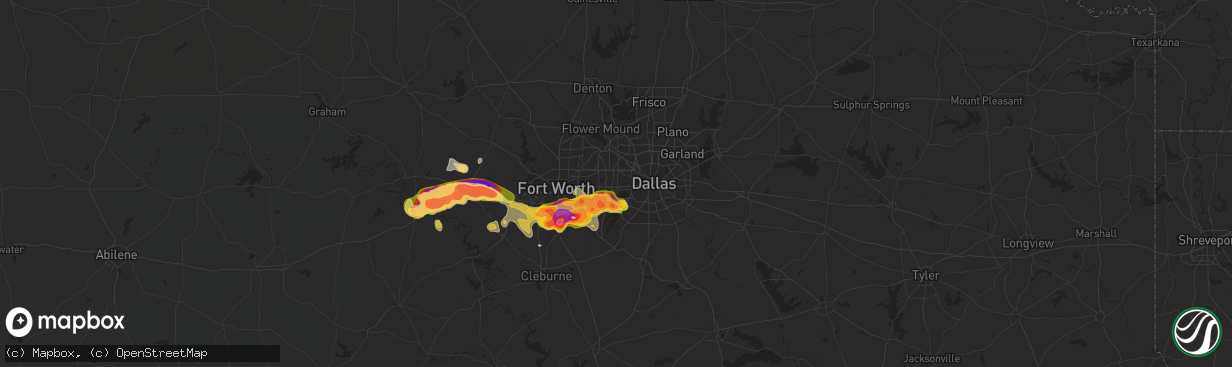 Hail map in Grand Prairie, TX on June 1, 2025
