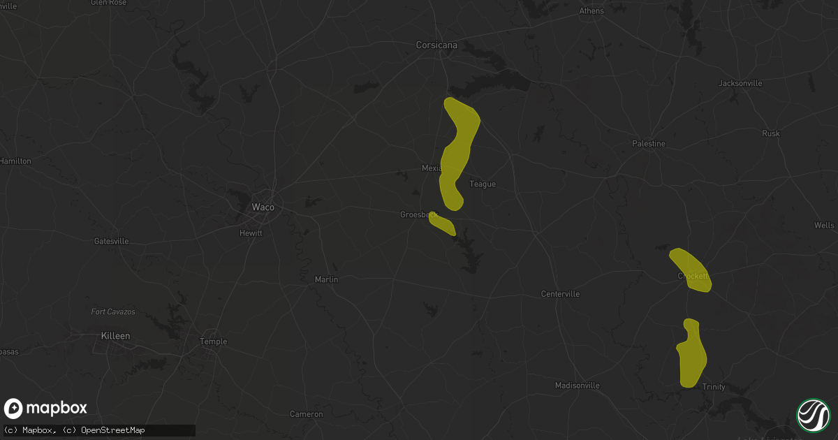 Hail map in Groesbeck, TX on June 1, 2025