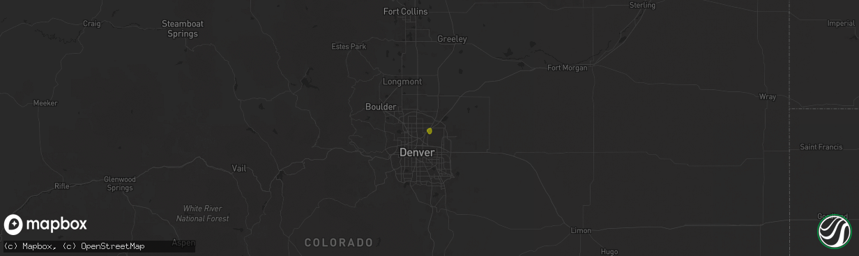 Hail map in Henderson, CO on June 1, 2025