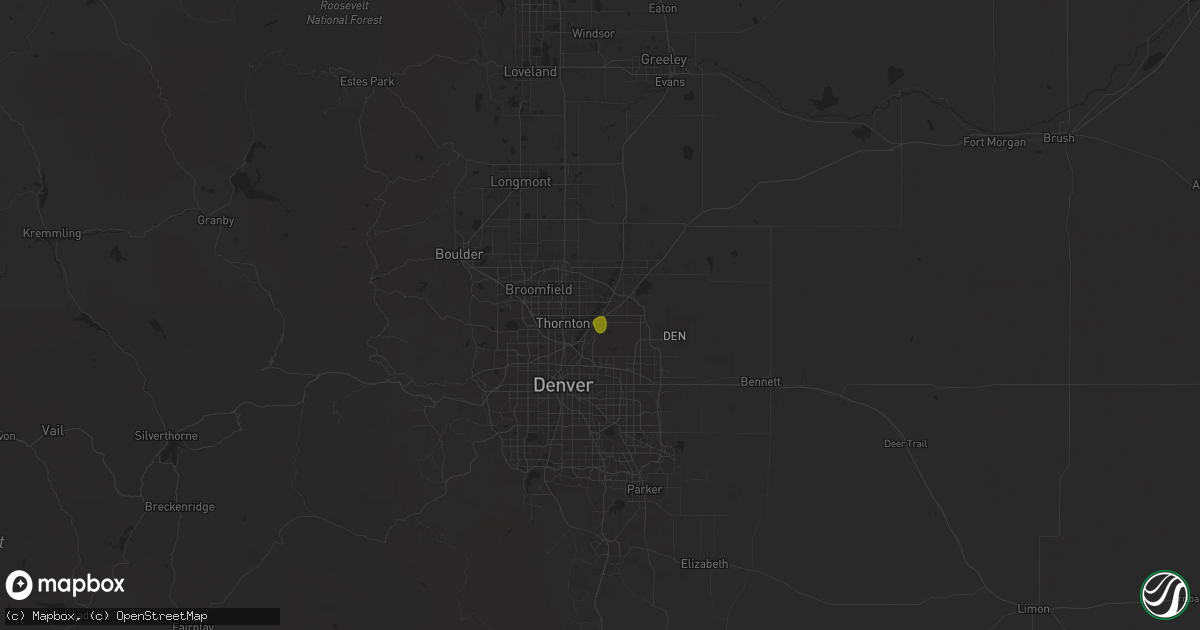 Hail map in Henderson, CO on June 1, 2025