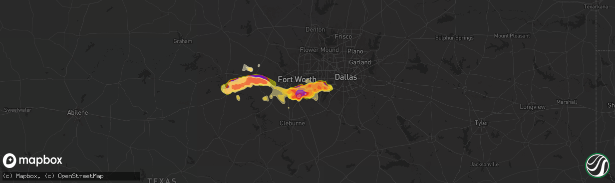 Hail map in Kennedale, TX on June 1, 2025