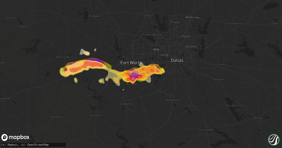 Hail map in Kennedale, TX on June 1, 2025