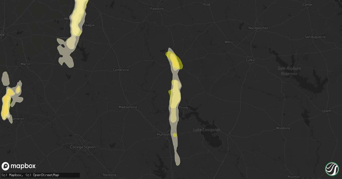 Hail map in Lovelady, TX on June 1, 2025