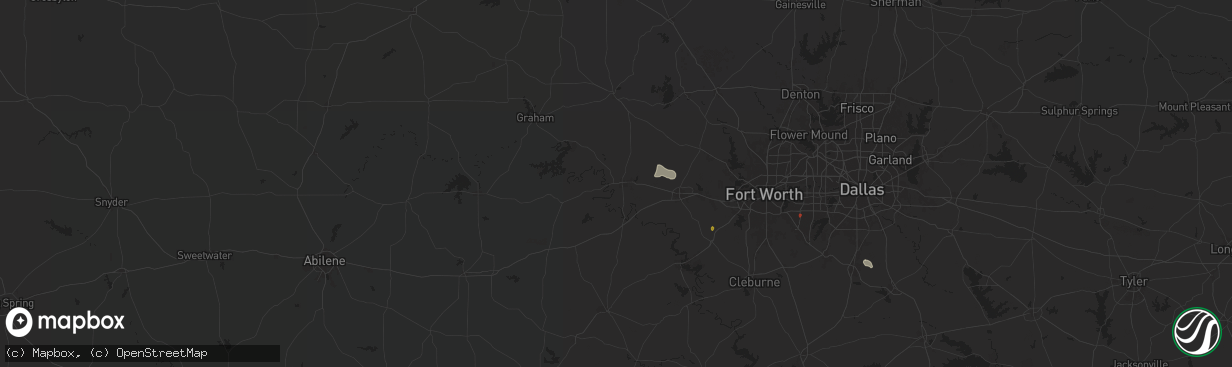 Hail map in Mineral Wells, TX on June 1, 2025