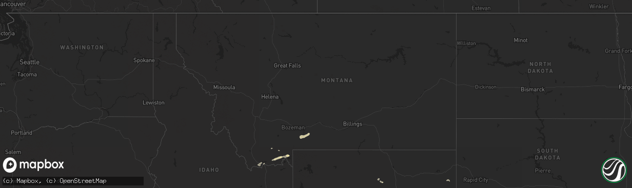 Hail map in Montana on June 1, 2025