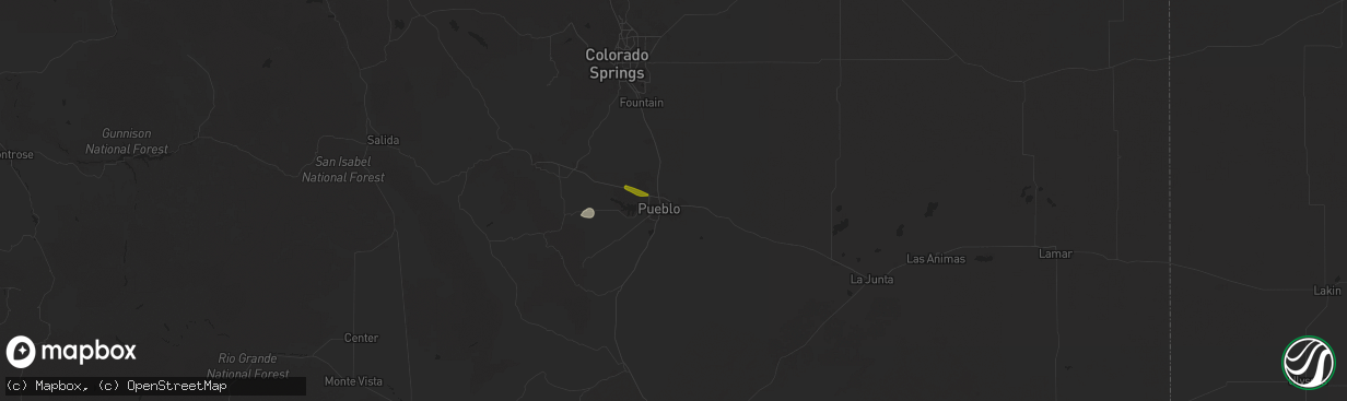 Hail map in Pueblo, CO on June 1, 2025