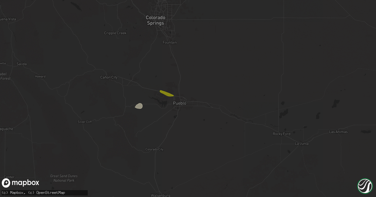 Hail map in Pueblo, CO on June 1, 2025