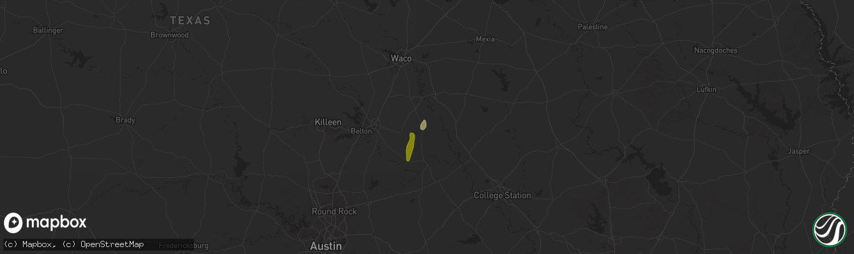 Hail map in Rosebud, TX on June 1, 2025
