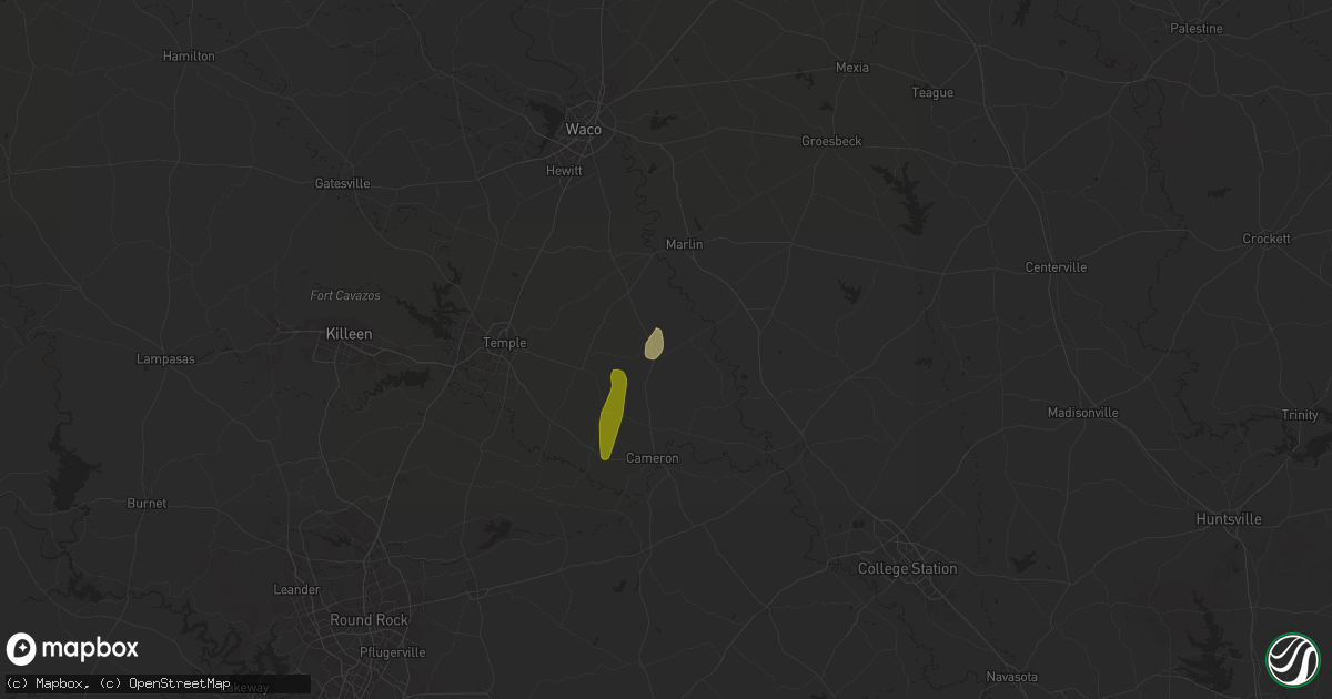 Hail map in Rosebud, TX on June 1, 2025