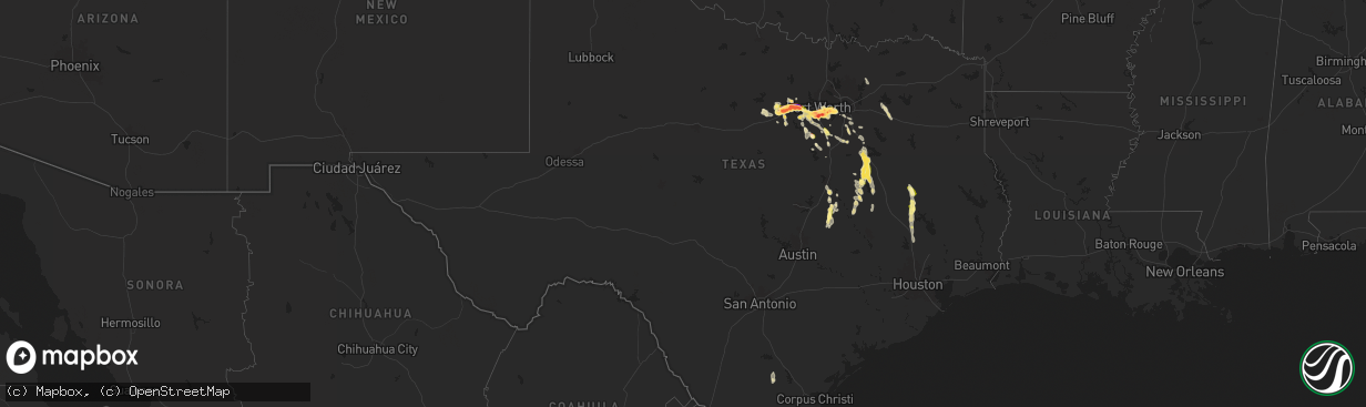 Hail map in Texas on June 1, 2025