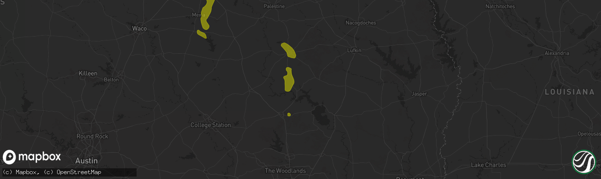 Hail map in Trinity, TX on June 1, 2025