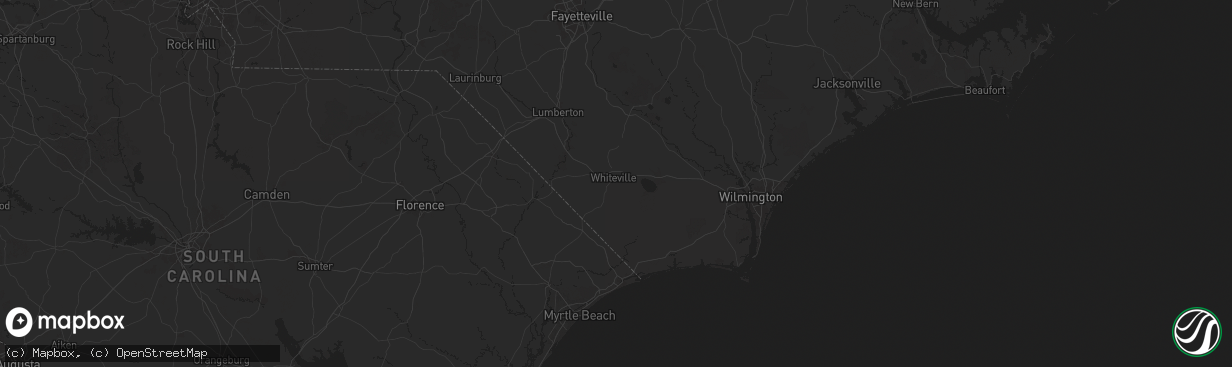Hail map in Whiteville, NC on June 1, 2025