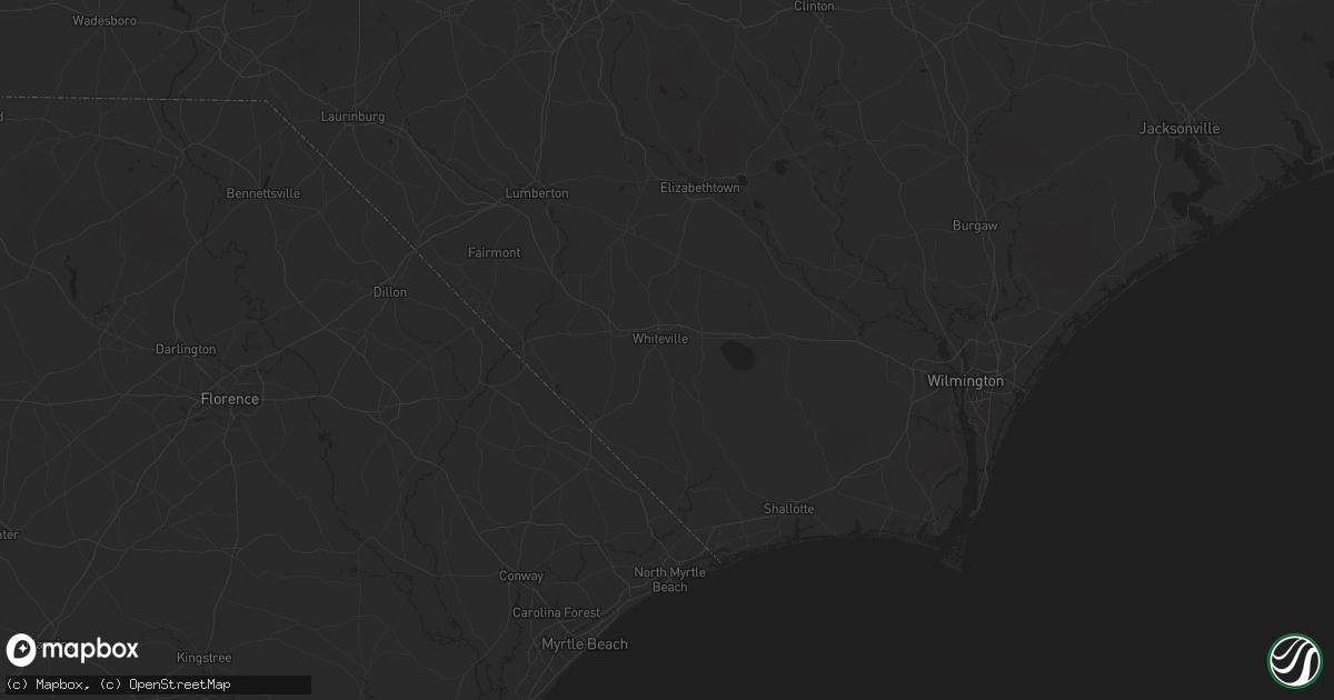 Hail map in Whiteville, NC on June 1, 2025