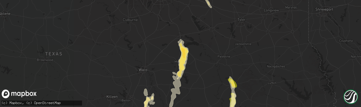 Hail map in Wortham, TX on June 1, 2025
