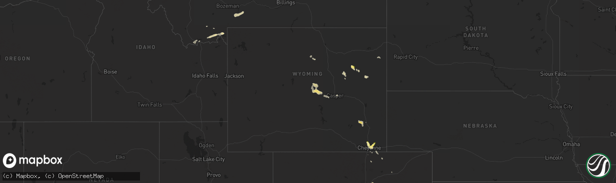 Hail map in Wyoming on June 1, 2025