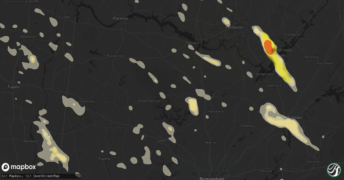 Hail map in Addison, AL on June 1, 2026