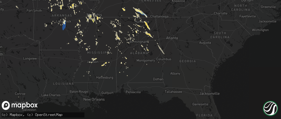 Hail map in Alabama on June 1, 2026