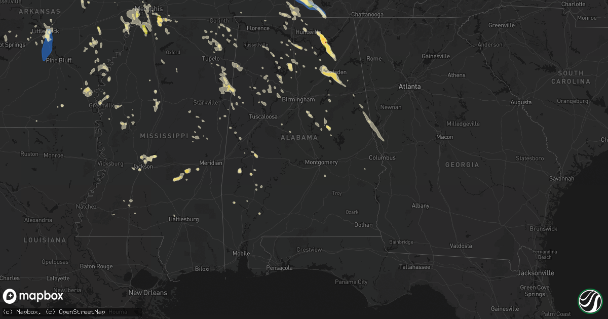 Hail map in Alabama on June 1, 2026